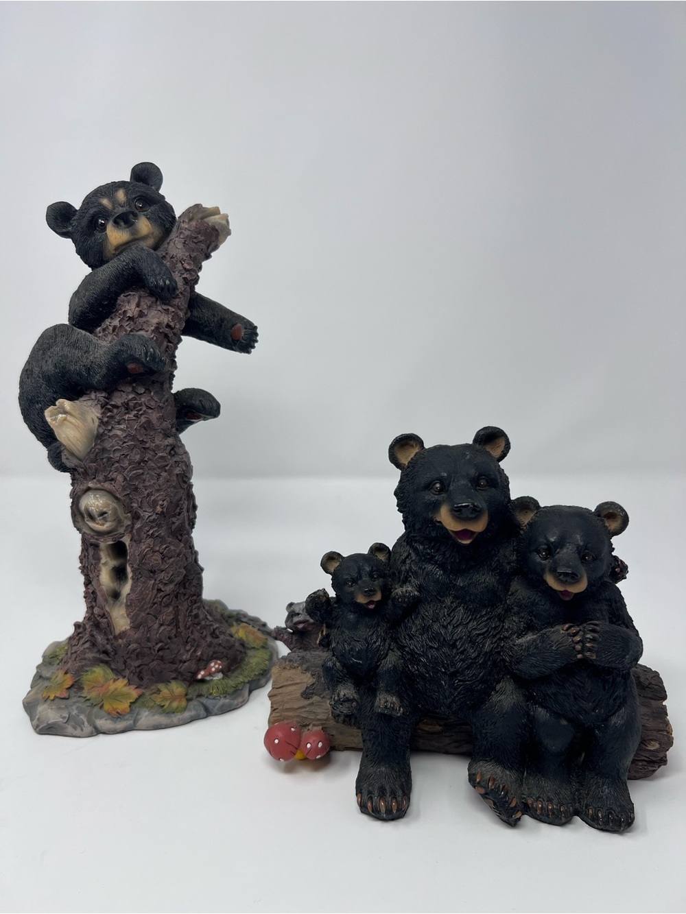 Black Bear Figurine Set - Decorative Home Art